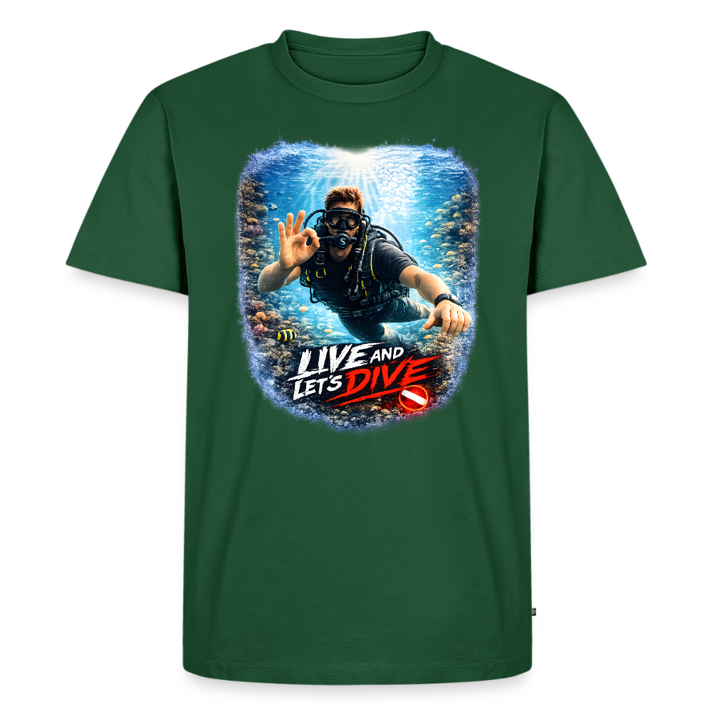 Live and Let's Dive | Tauchen | Männer Premium T-Shirt - Flaschengrün