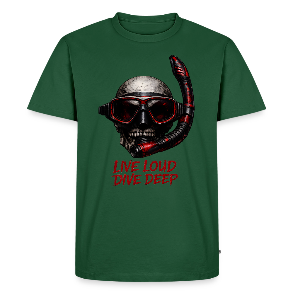 Live Loud Dive Deep – Taucher Totenkopf | Männer Premium T-Shirt - Flaschengrün