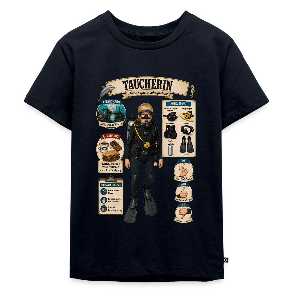 Kleine Taucherin – Homo sapiens subaquaticus | Kinder Premium T-Shirt - Navy