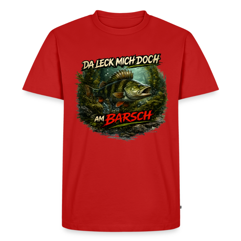 Da leck mich doch am Barsch – Deutscher Flussbarsch | Lustiges Angler Männer Premium T-Shirt - Rot