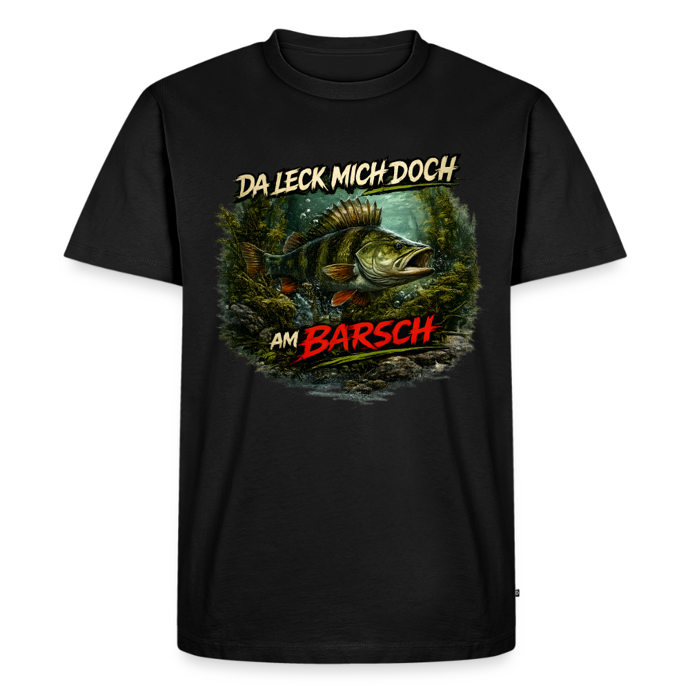 Da leck mich doch am Barsch – Deutscher Flussbarsch | Lustiges Angler Männer Premium T-Shirt - Schwarz