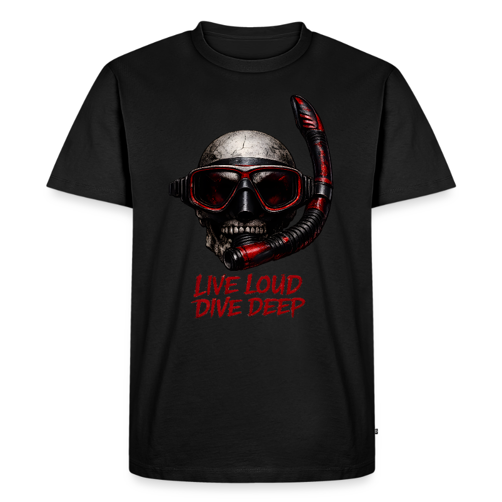 Live Loud Dive Deep – Taucher Totenkopf | Männer Premium T-Shirt - Schwarz