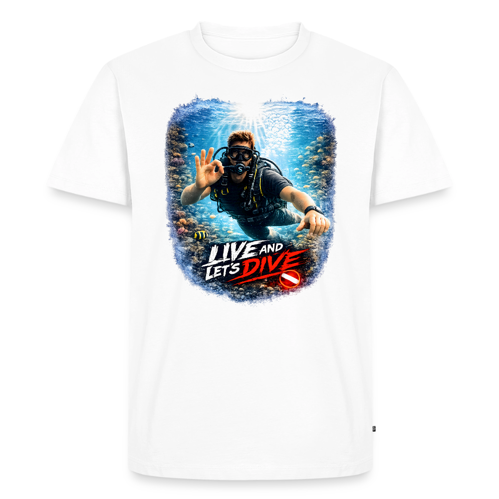 Live and Let's Dive | Tauchen | Männer Premium T-Shirt - Weiß