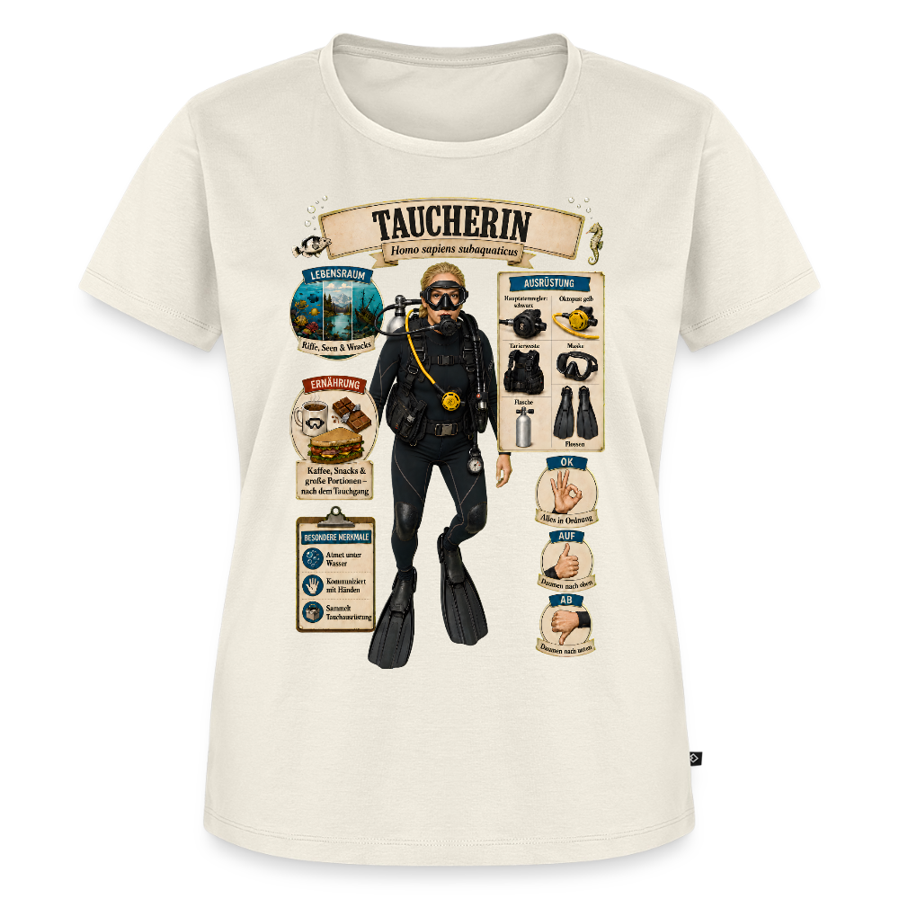 Taucherin – Homo sapiens subaquaticus | Frauen Premium T-Shirt - Naturweiß