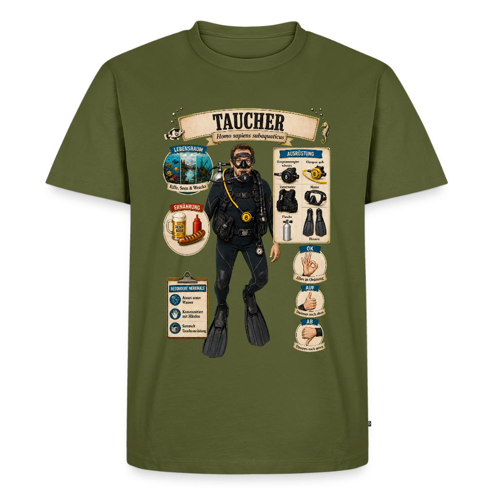 Taucher Infografik – Homo sapiens subaquaticus | Männer Premium T-Shirt - Khaki
