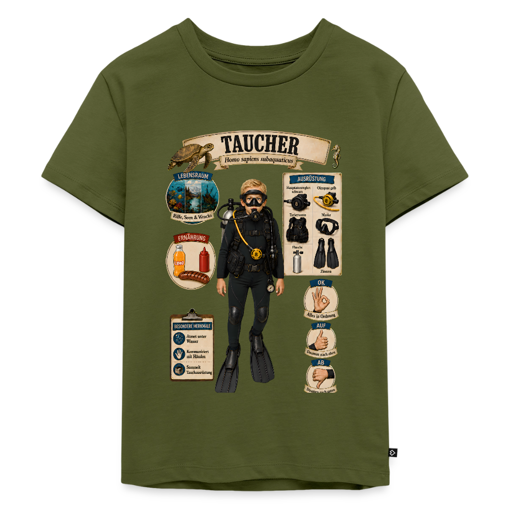 Kleiner Taucher – Homo sapiens subaquaticus | Kinder Premium T-Shirt - Khaki