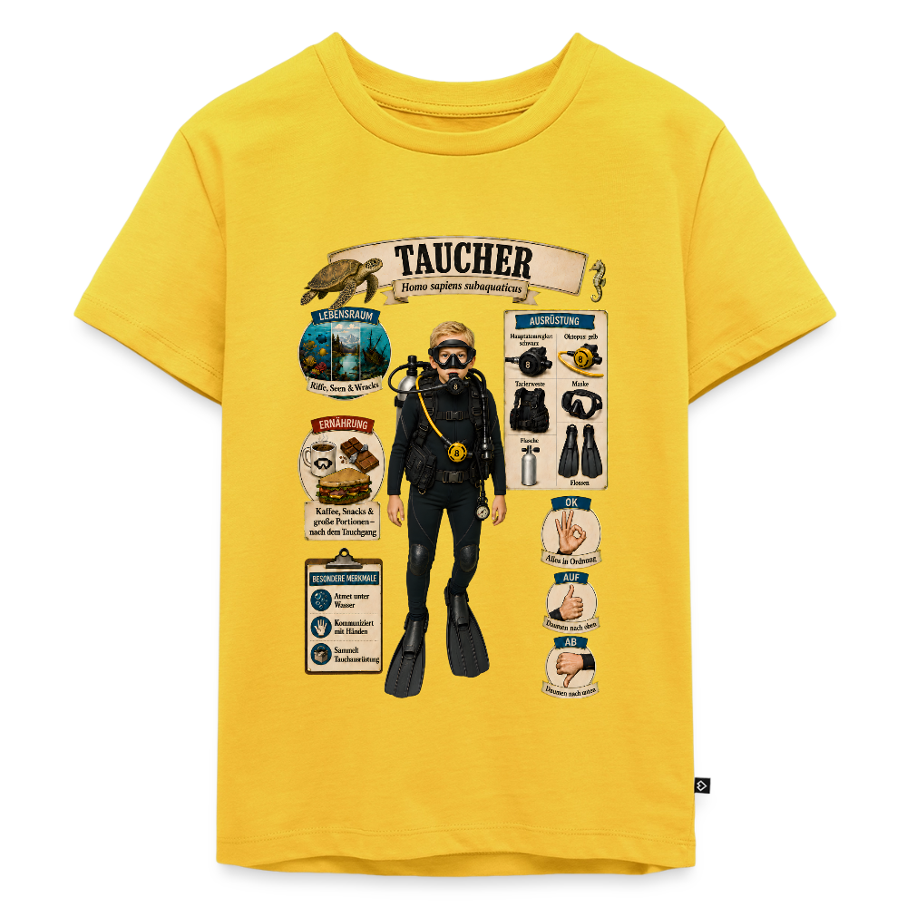 Kleiner Taucher – Homo sapiens subaquaticus | Kinder Premium T-Shirt - Sonnengelb