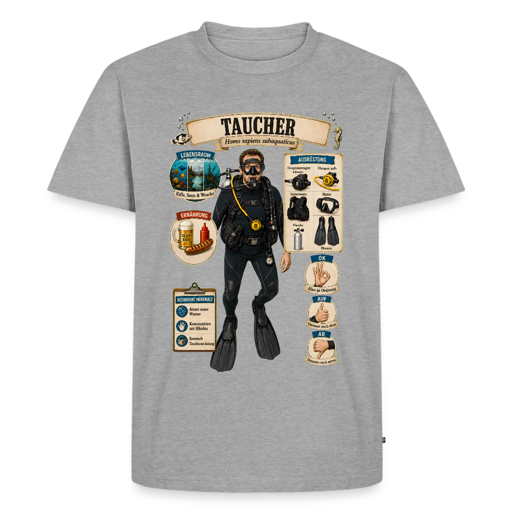 Taucher Infografik – Homo sapiens subaquaticus | Männer Premium T-Shirt - Grau meliert