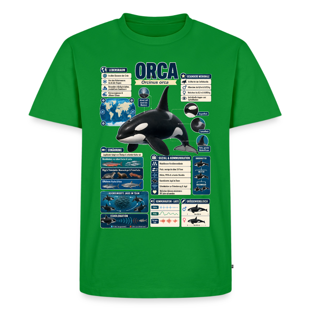 Orca Infografik – Faszinierende Fakten über den Schwertwal | Männer Premium T-Shirt - Grün