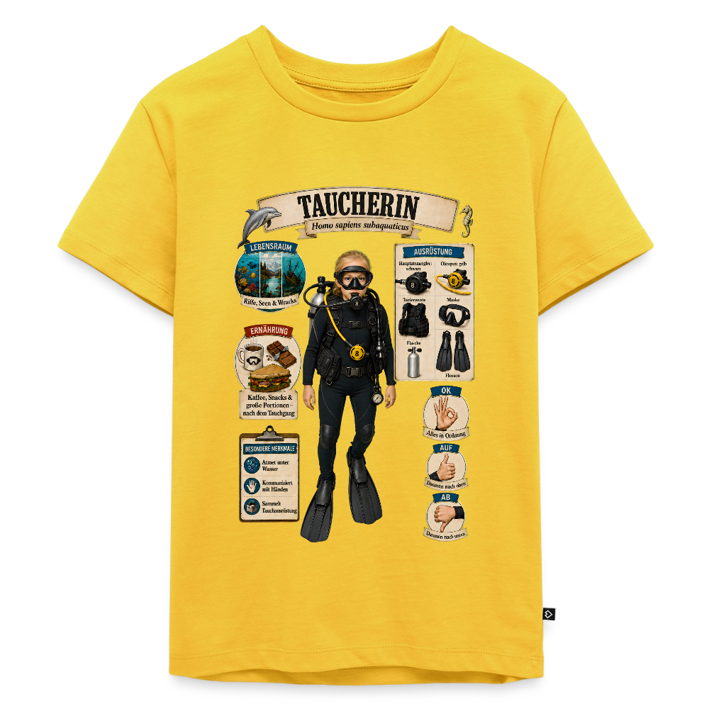 Kleine Taucherin – Homo sapiens subaquaticus | Kinder Premium T-Shirt - Sonnengelb