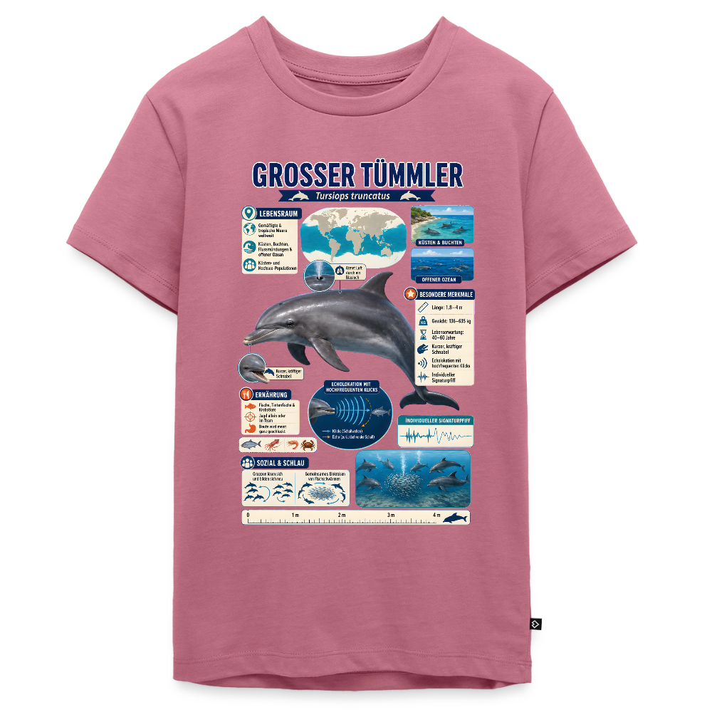 Großer Tümmler Infografik – Spannende Fakten über den intelligenten Delfin | Teenager Premium T-Shirt - Mauve