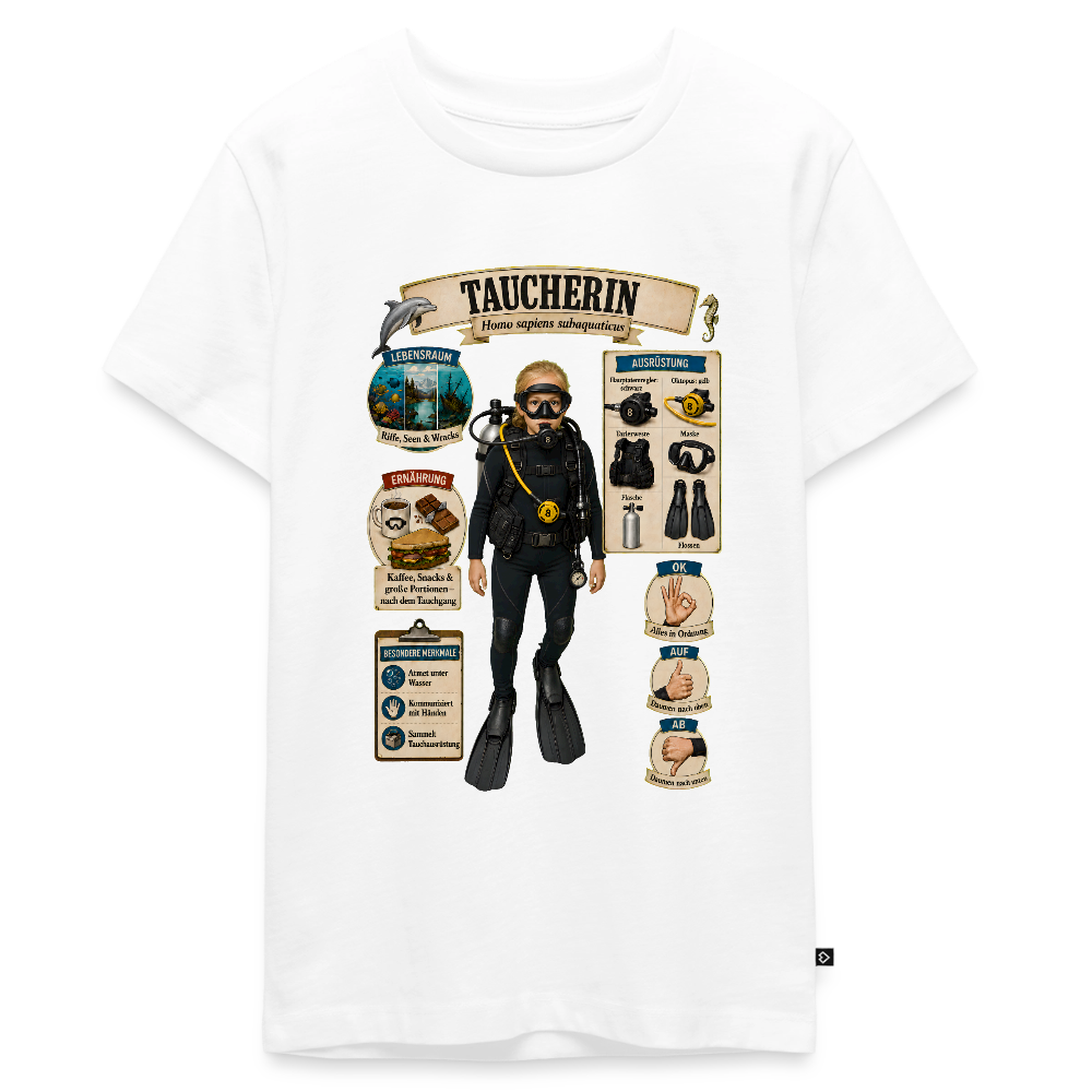Kleine Taucherin – Homo sapiens subaquaticus | Teenager Premium T-Shirt - Weiß