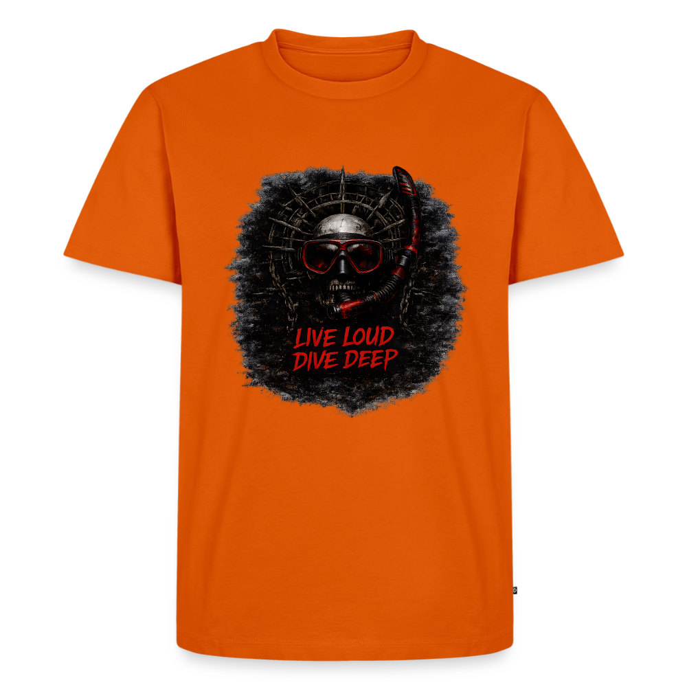 Live Loud Dive Deep – Taucher Totenkopf | Männer Premium T-Shirt - Orange 