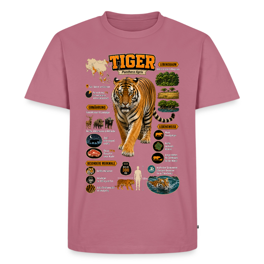Tiger Infografik – Wissen über den König des Dschungels | Männer Premium T-Shirt - Mauve