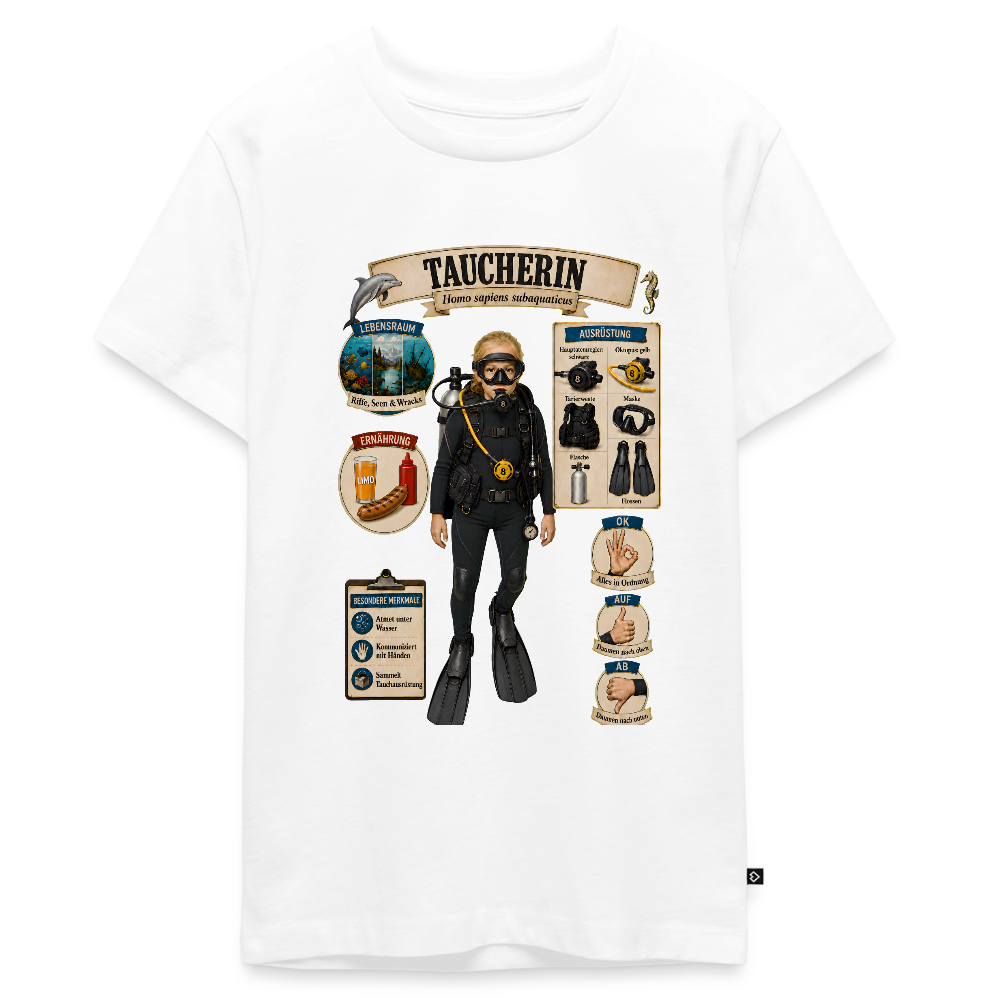 Kleine Taucherin – Homo sapiens subaquaticus | Teenager Premium T-Shirt - Weiß