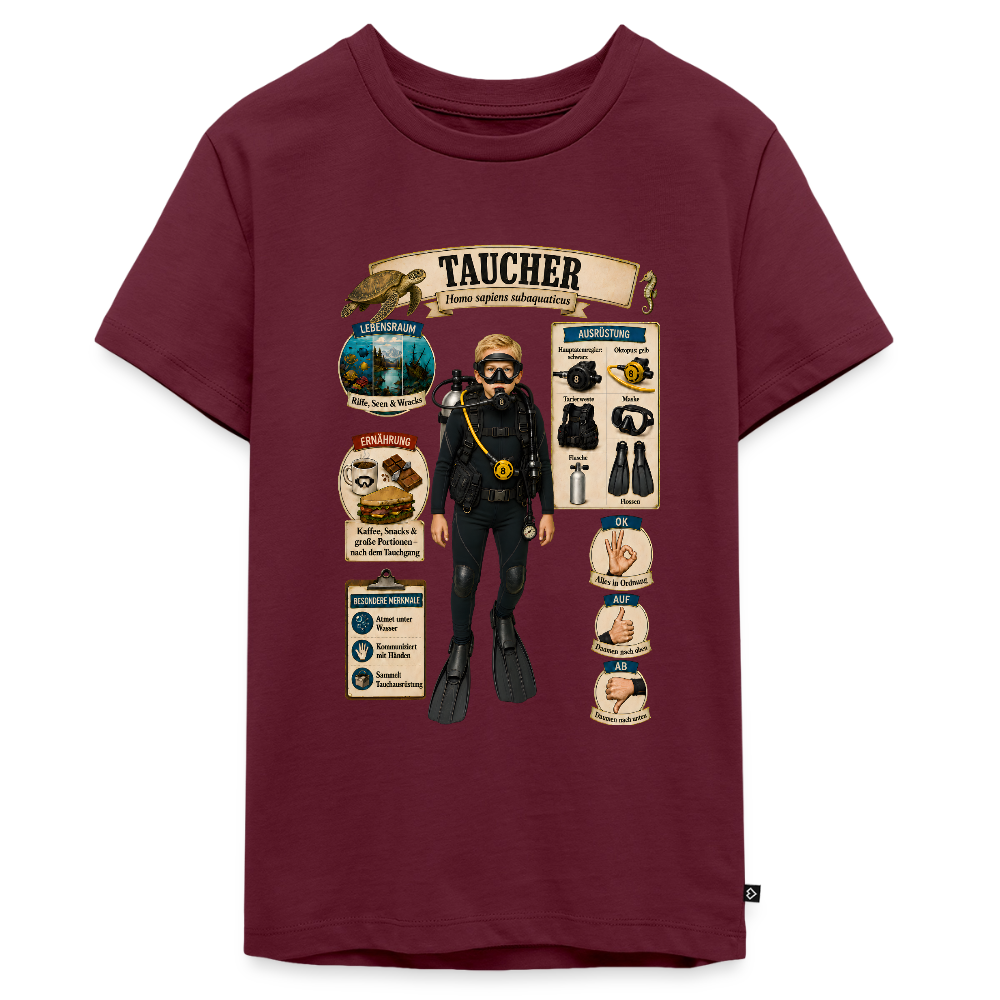 Kleiner Taucher – Homo sapiens subaquaticus | Teenager Premium T-Shirt - Burgunderrot