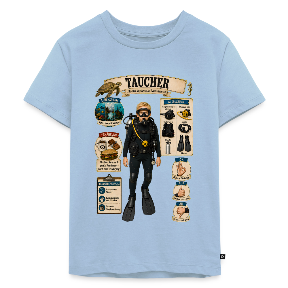 Kleiner Taucher – Homo sapiens subaquaticus | Kinder Premium T-Shirt - Hellblau
