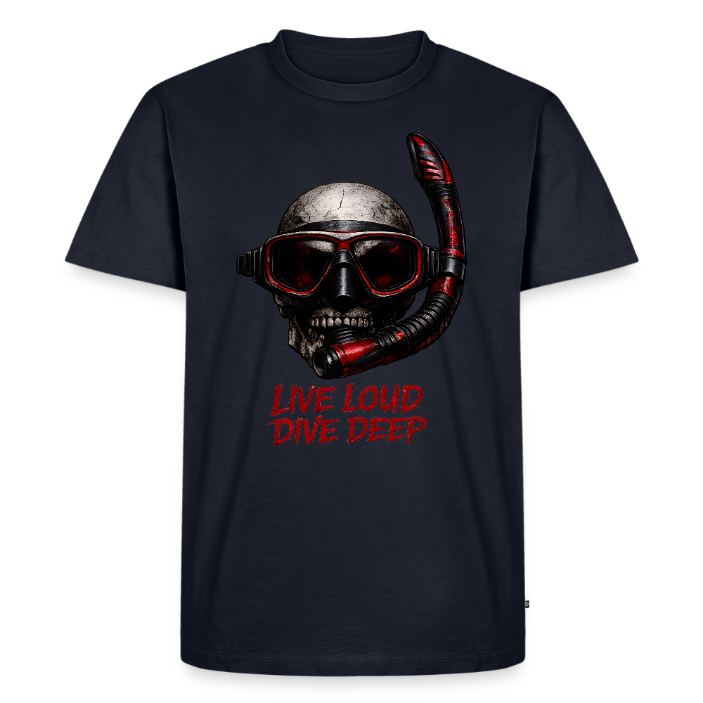 Live Loud Dive Deep – Taucher Totenkopf | Männer Premium T-Shirt - Navy