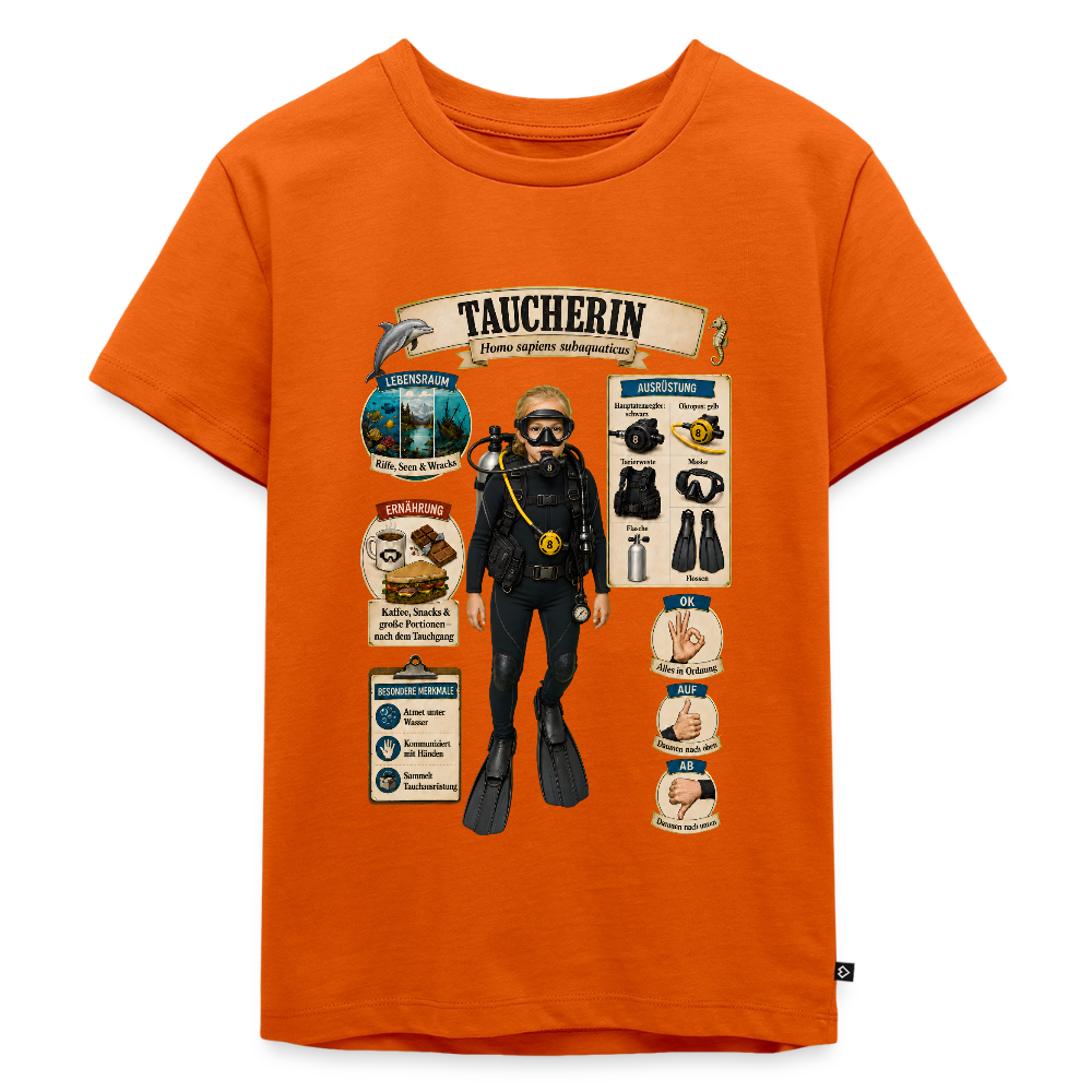 Kleine Taucherin – Homo sapiens subaquaticus | Kinder Premium T-Shirt - Orange 