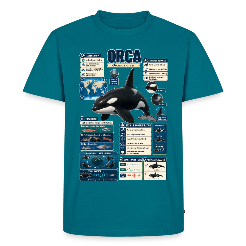Orca Infografik – Faszinierende Fakten über den Schwertwal | Männer Premium T-Shirt - Petrol