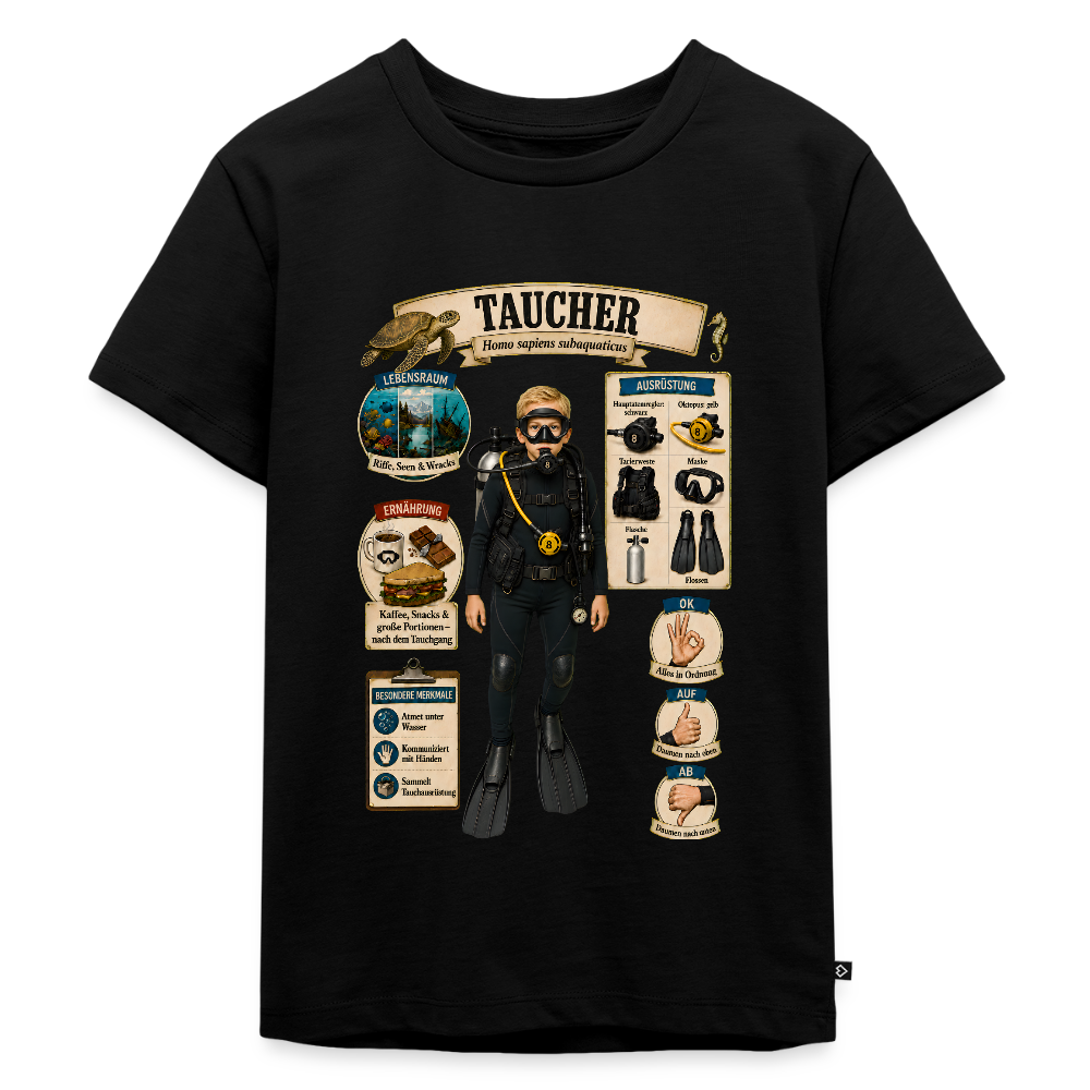 Kleiner Taucher – Homo sapiens subaquaticus | Kinder Premium T-Shirt - Schwarz