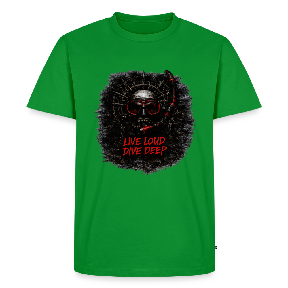 Live Loud Dive Deep – Taucher Totenkopf | Männer Premium T-Shirt - Grün