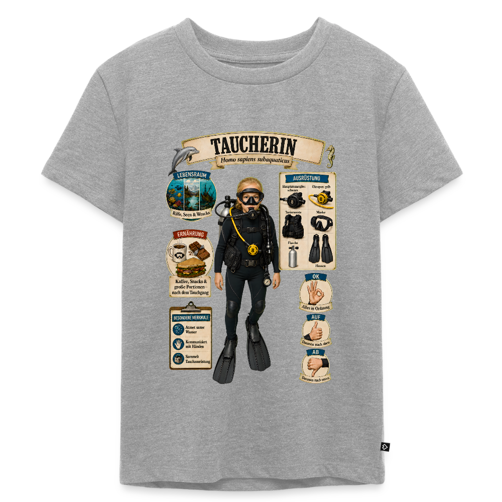 Kleine Taucherin – Homo sapiens subaquaticus | Kinder Premium T-Shirt - Grau meliert