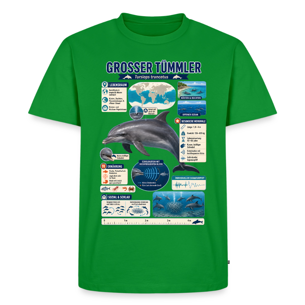 Großer Tümmler Infografik – Spannende Fakten über den intelligenten Delfin | Männer Premium T-Shirt - Grün