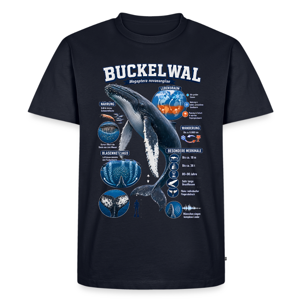 Buckelwal Infografik – Faszinierende Fakten über den Ozeanriesen | Männer Premium T-Shirt - Navy