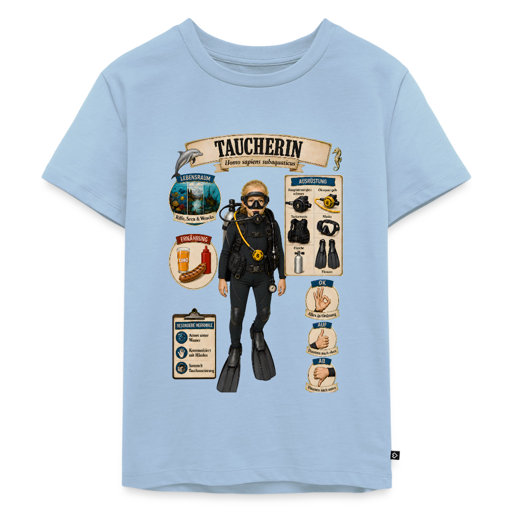 Kleine Taucherin – Homo sapiens subaquaticus | Kinder Premium T-Shirt - Hellblau