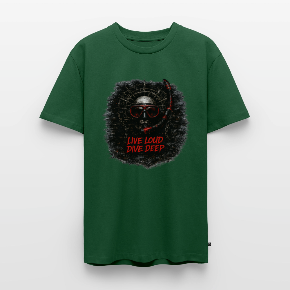 Live Loud Dive Deep – Taucher Totenkopf | Männer Premium T-Shirt - Flaschengrün