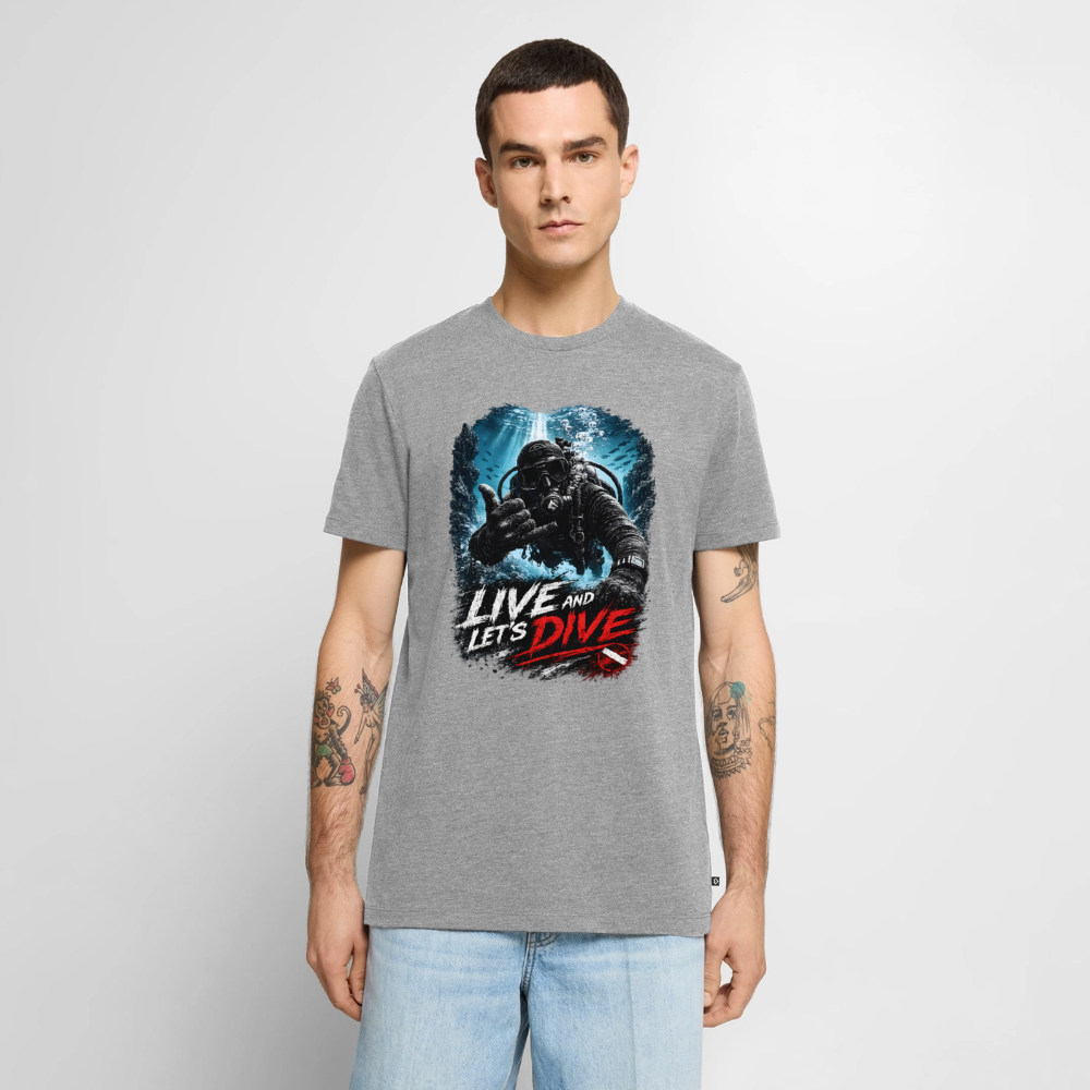 Live and Let's Dive | Tauchen | Männer Premium T-Shirt - Grau meliert