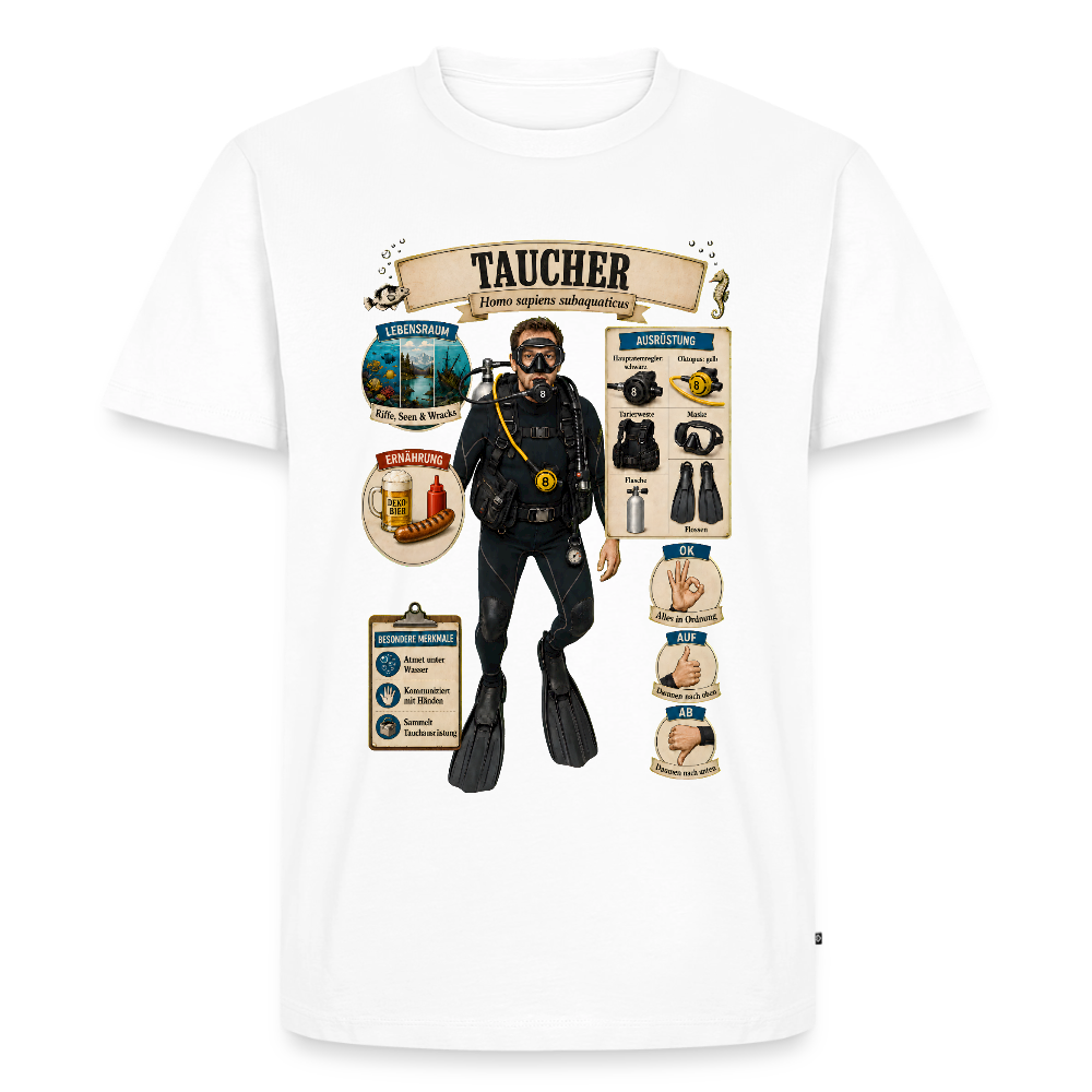 Taucher Infografik – Homo sapiens subaquaticus | Männer Premium T-Shirt - Weiß