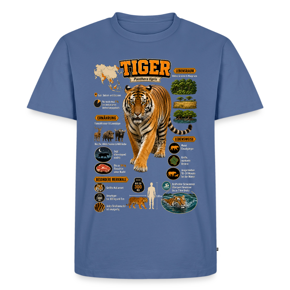 Tiger Infografik – Wissen über den König des Dschungels | Männer Premium T-Shirt - Taubenblau