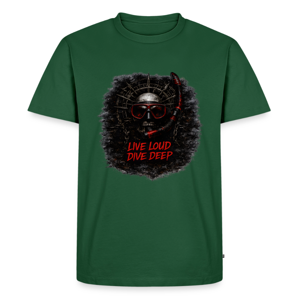 Live Loud Dive Deep – Taucher Totenkopf | Männer Premium T-Shirt - Flaschengrün
