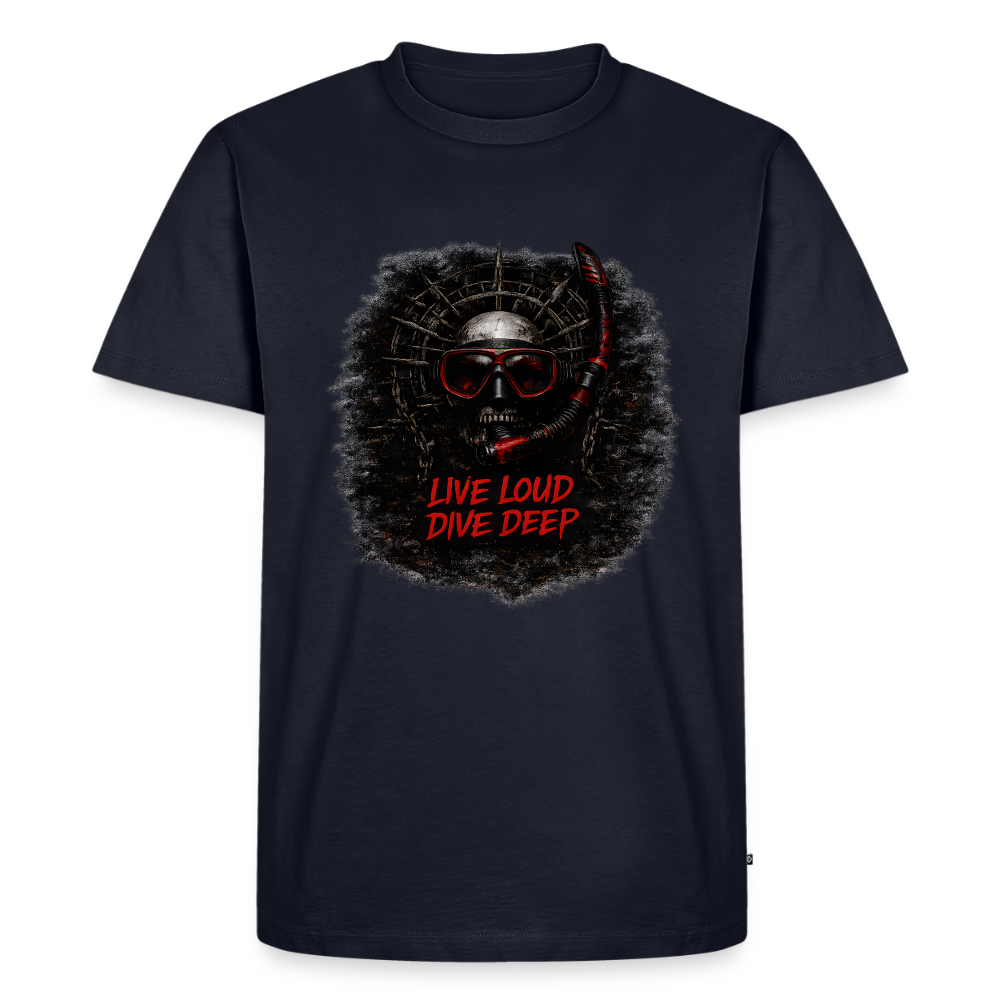 Live Loud Dive Deep – Taucher Totenkopf | Männer Premium T-Shirt - Navy