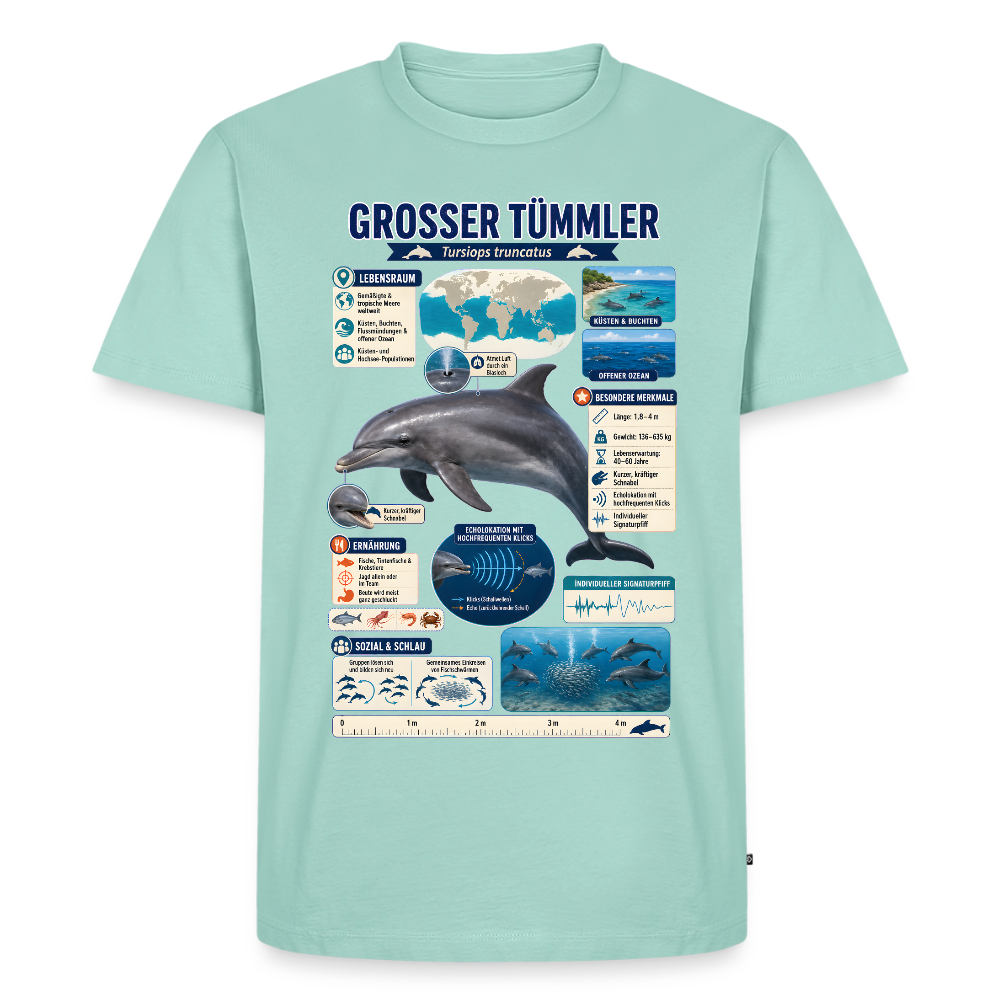 Großer Tümmler Infografik – Spannende Fakten über den intelligenten Delfin | Männer Premium T-Shirt - Mint 