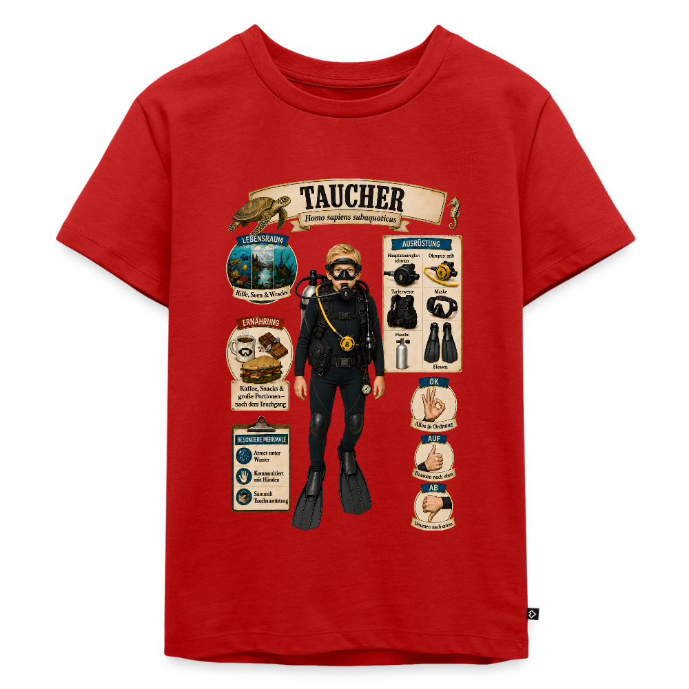 Kleiner Taucher – Homo sapiens subaquaticus | Kinder Premium T-Shirt - Rot
