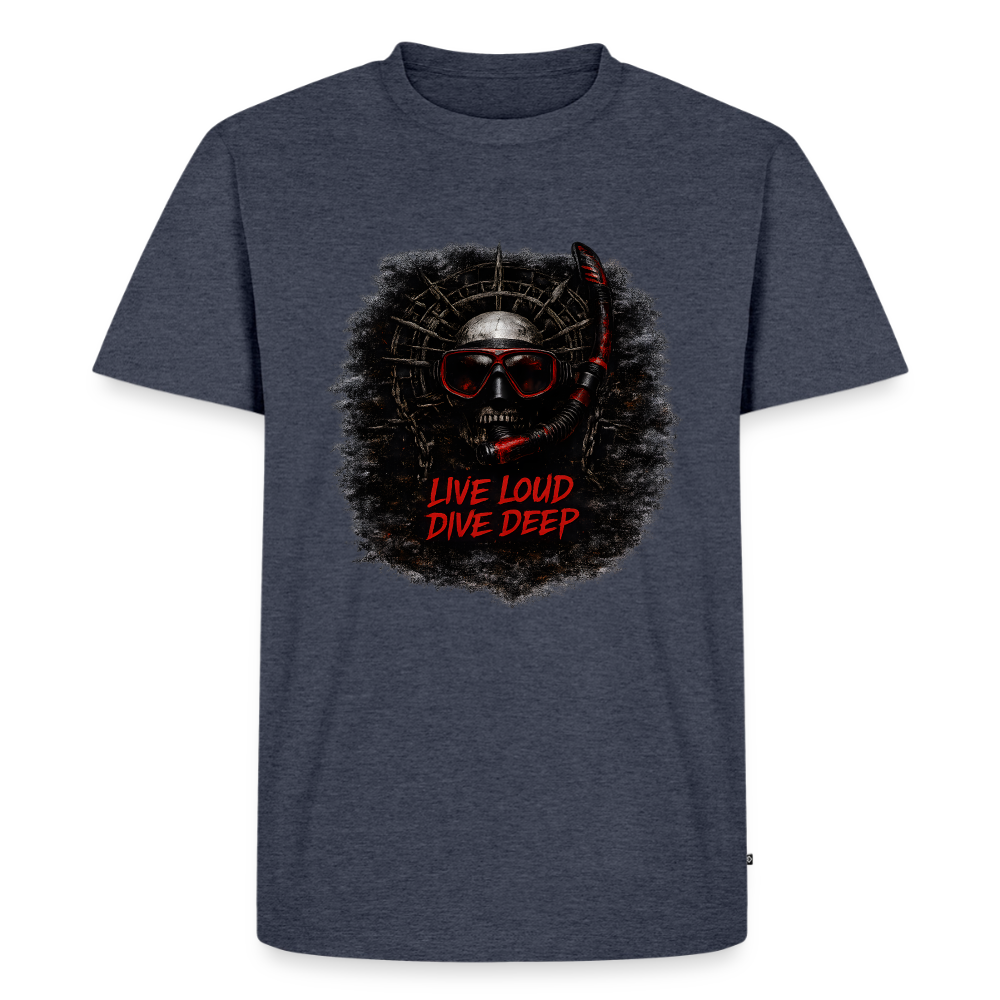 Live Loud Dive Deep – Taucher Totenkopf | Männer Premium T-Shirt - Jeansblau 