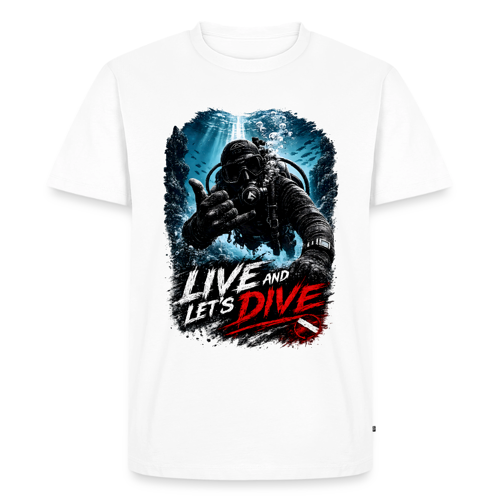 Live and Let's Dive | Tauchen | Männer Premium T-Shirt - Weiß