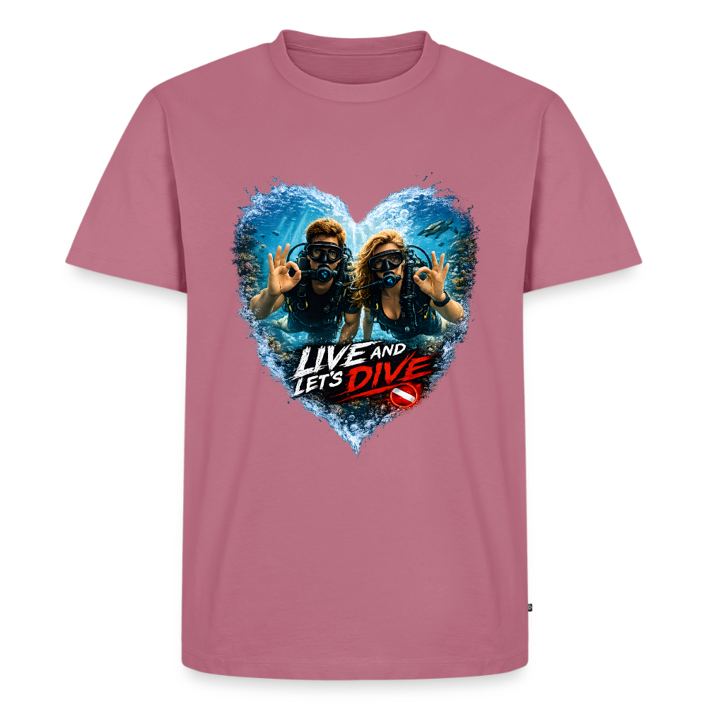 Live And Let's Dive Taucher Paar Herz | Männer Premium T-Shirt - Mauve