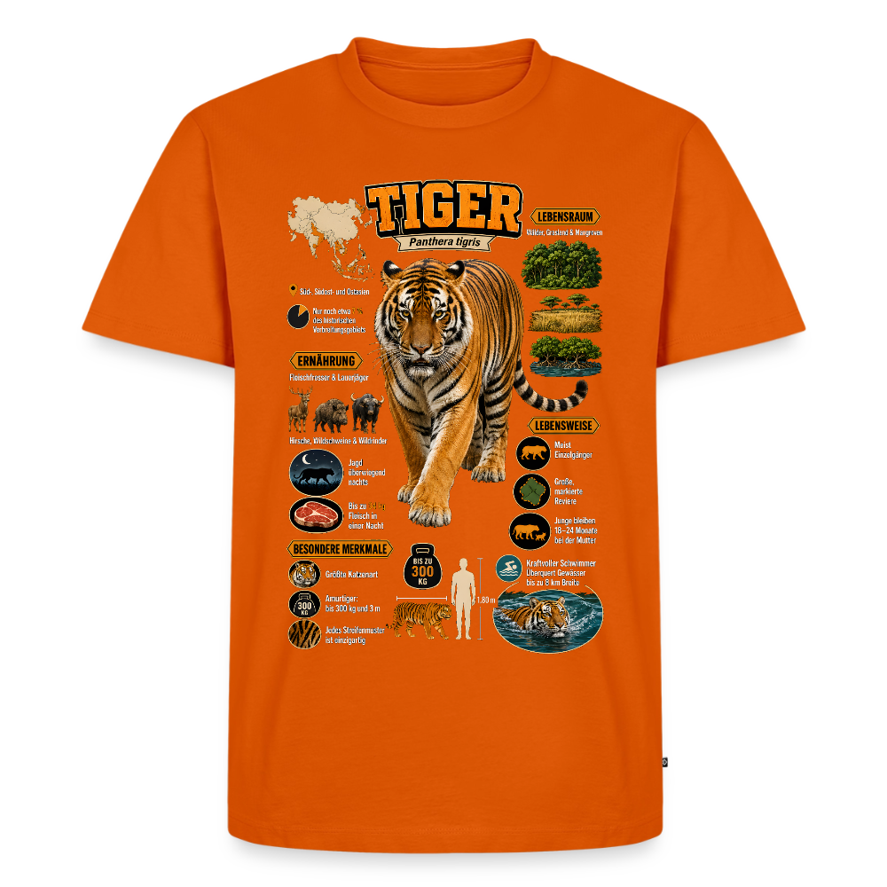 Tiger Infografik – Wissen über den König des Dschungels | Männer Premium T-Shirt - Orange 