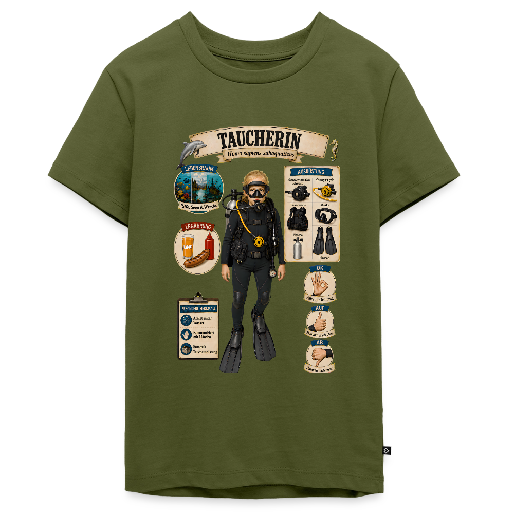 Kleine Taucherin – Homo sapiens subaquaticus | Teenager Premium T-Shirt - Khaki