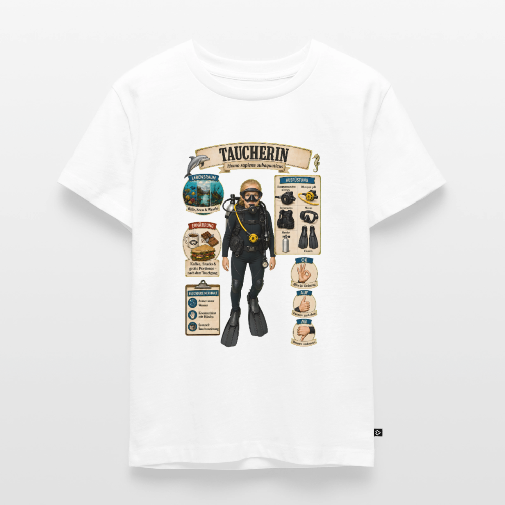 Kleine Taucherin – Homo sapiens subaquaticus | Kinder Premium T-Shirt - Weiß