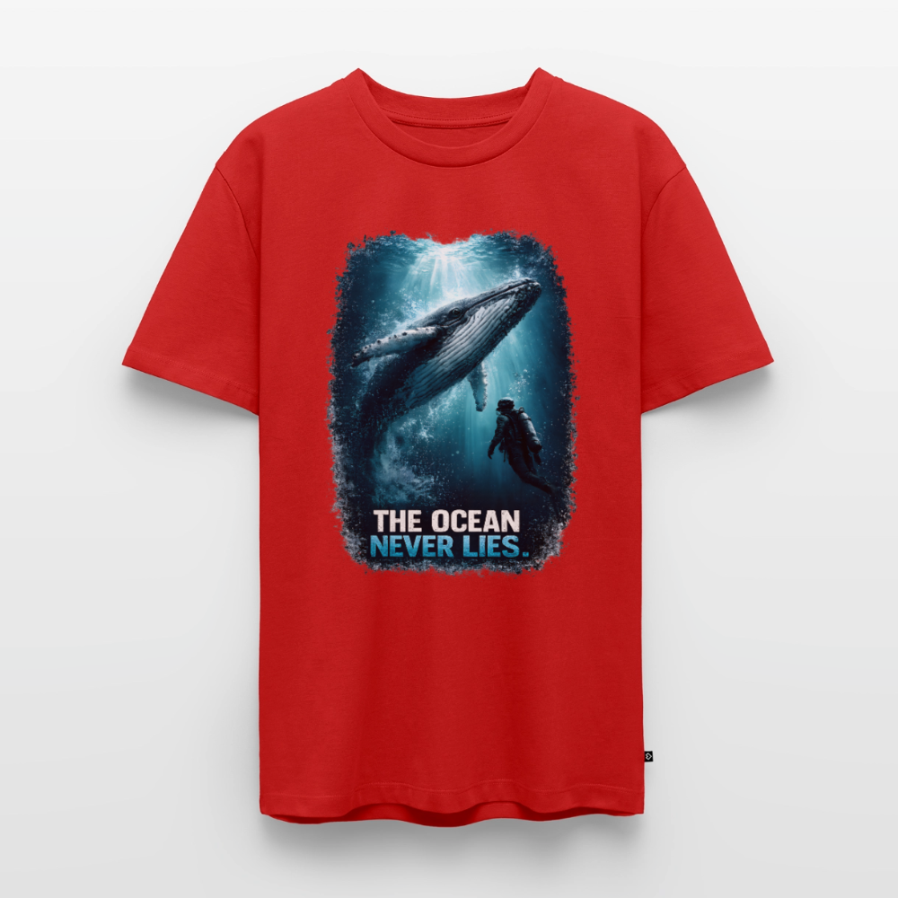 The Ocean Never Lies – Buckelwal mit Taucher | Männer Premium T-Shirt - Rot
