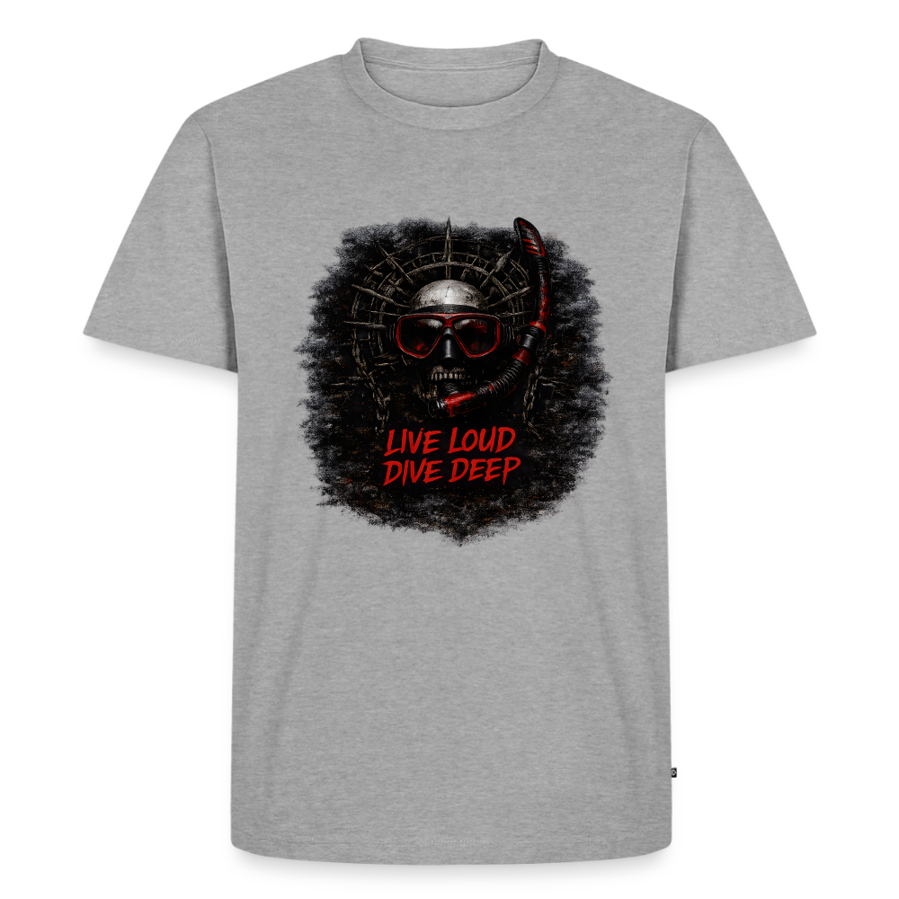 Live Loud Dive Deep – Taucher Totenkopf | Männer Premium T-Shirt - Grau meliert