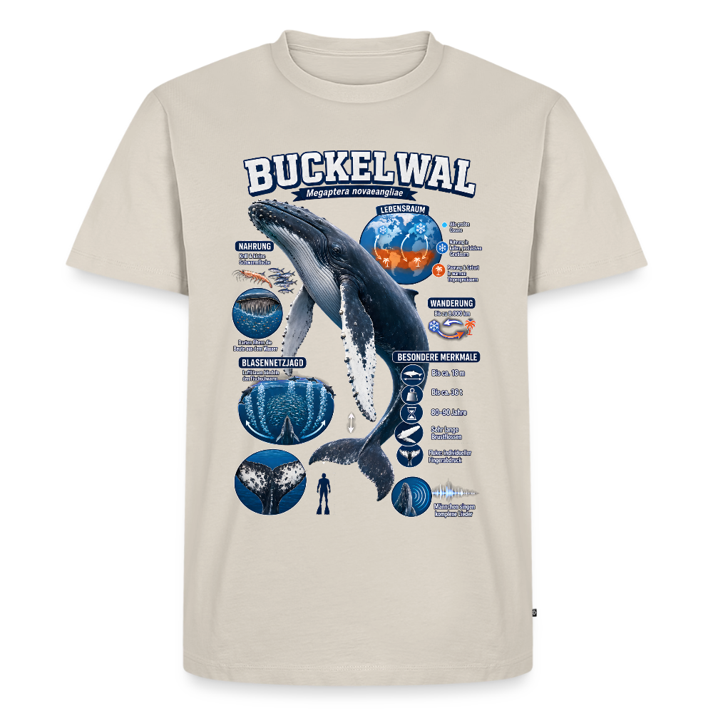 Buckelwal Infografik – Faszinierende Fakten über den Ozeanriesen | Männer Premium T-Shirt - Beige