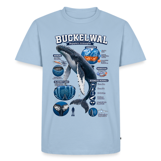 Buckelwal Infografik – Faszinierende Fakten über den Ozeanriesen | Männer Premium T-Shirt - Hellblau