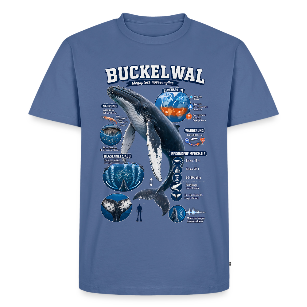 Buckelwal Infografik – Faszinierende Fakten über den Ozeanriesen | Männer Premium T-Shirt - Taubenblau