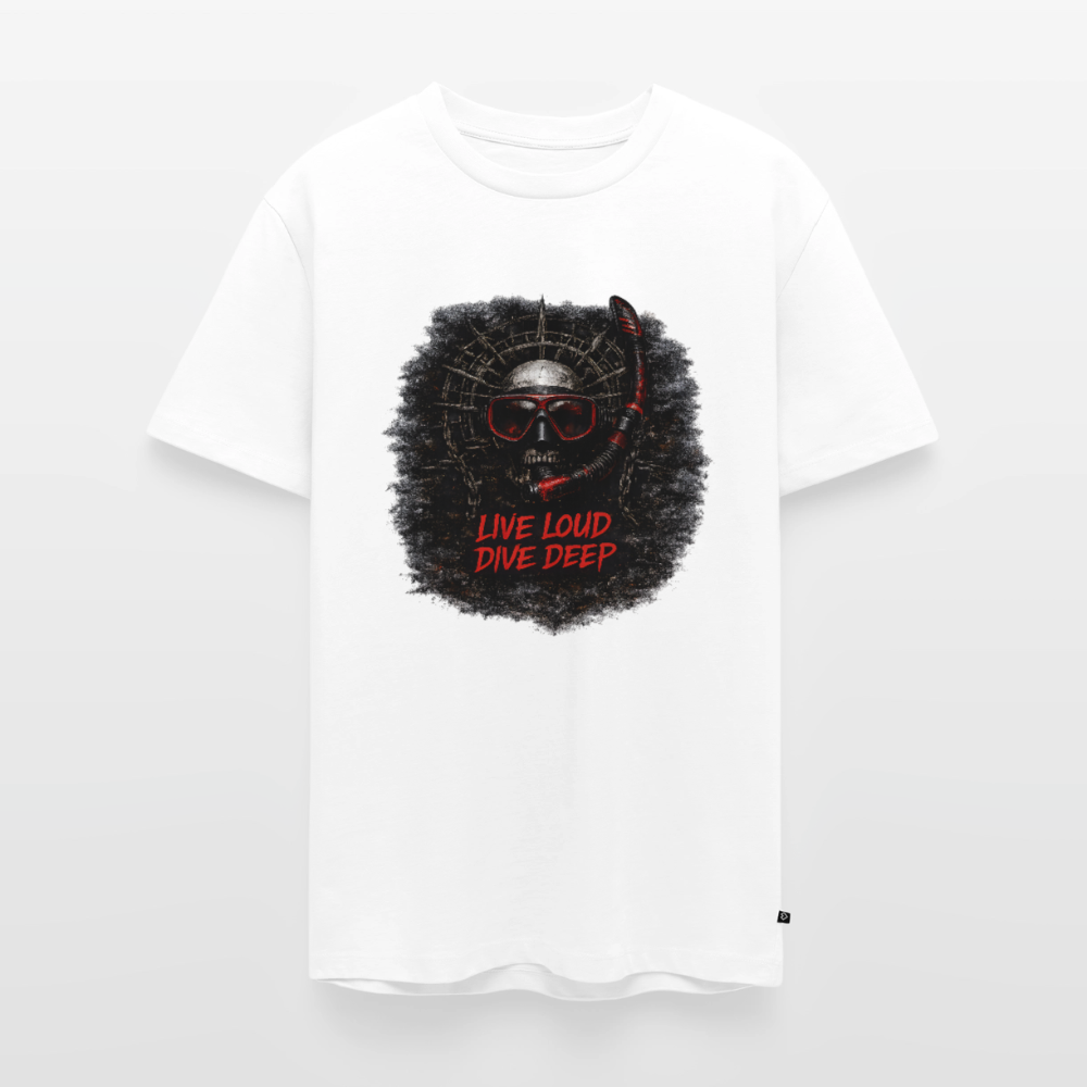 Live Loud Dive Deep – Taucher Totenkopf | Männer Premium T-Shirt - Weiß